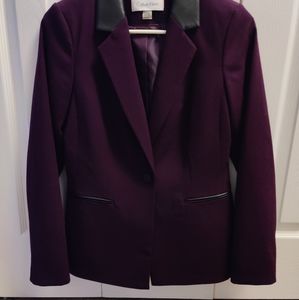 Calvin Klein plum/black leather trim jacket